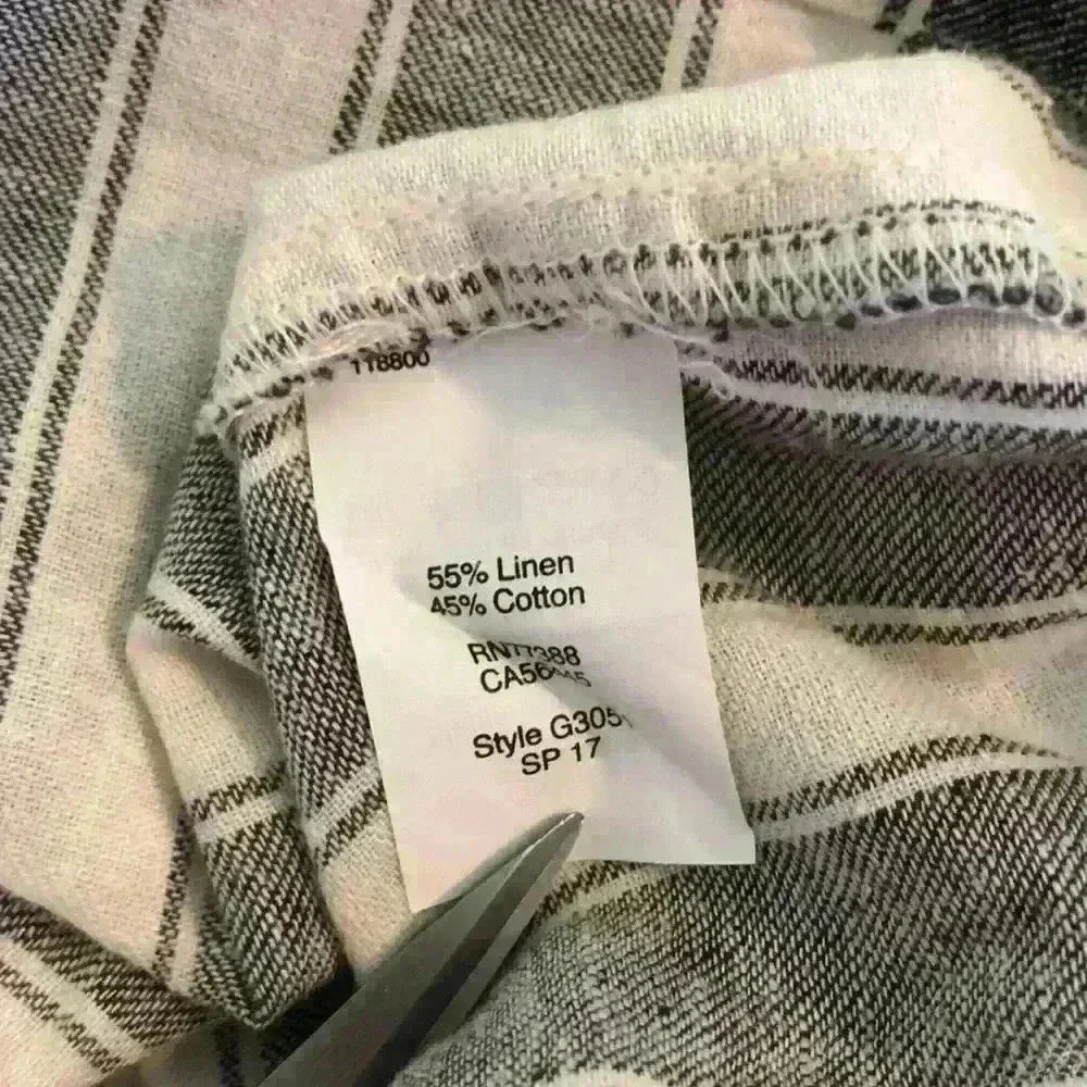 Madewell Linen/Cotton Gray & White Stripe Laced Up Mini Skirt Size 4
